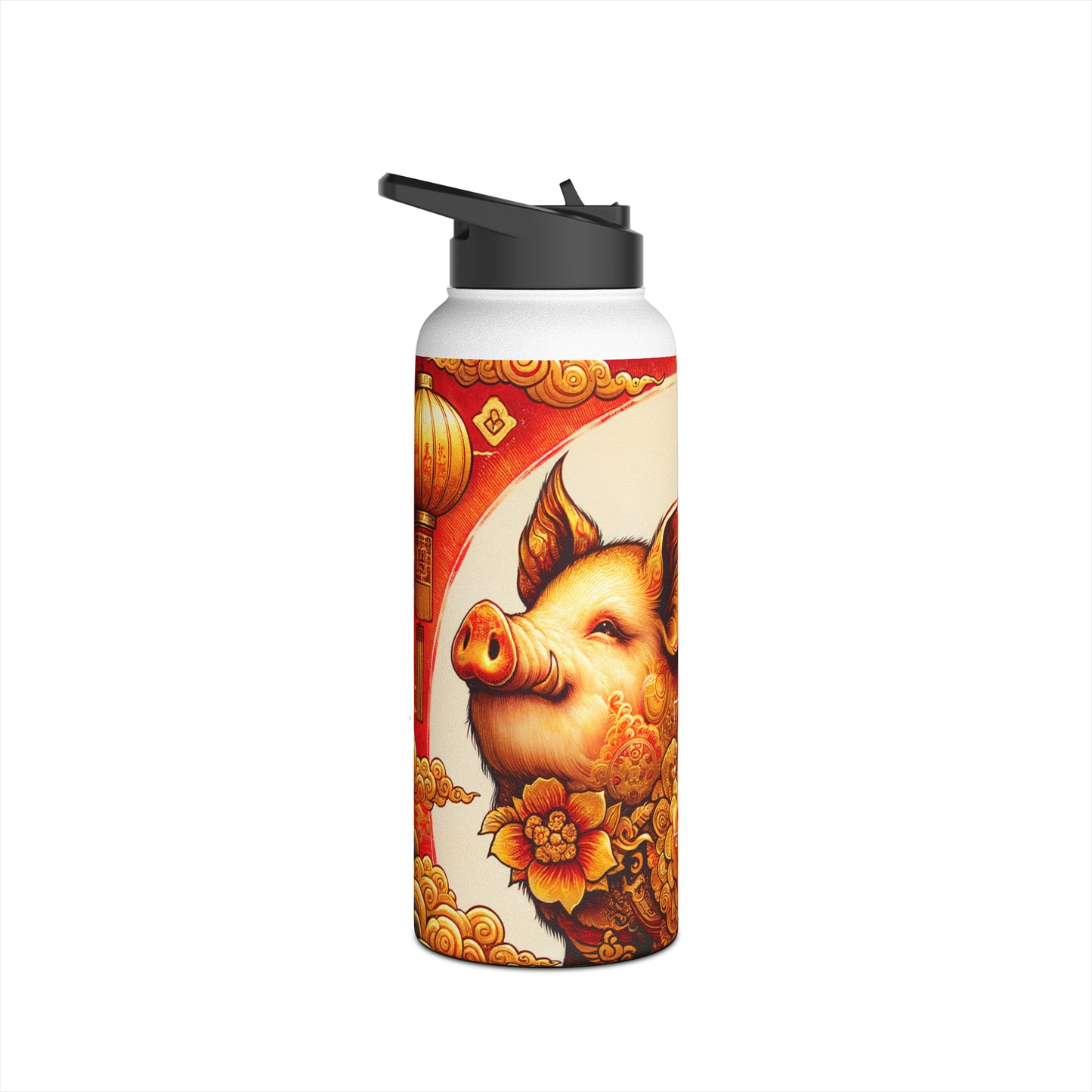 "Golden Prosperity: The Divine Boar Celebration" - Water Bottle