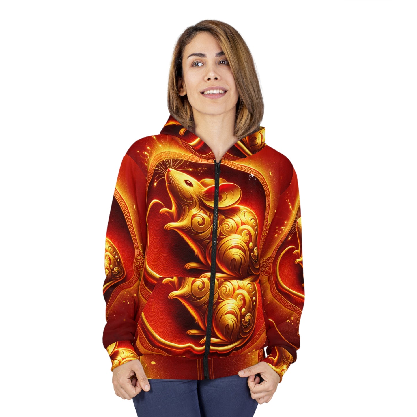 "Golden Emissary: A Lunar New Year's Tribute" - Zip Hoodie