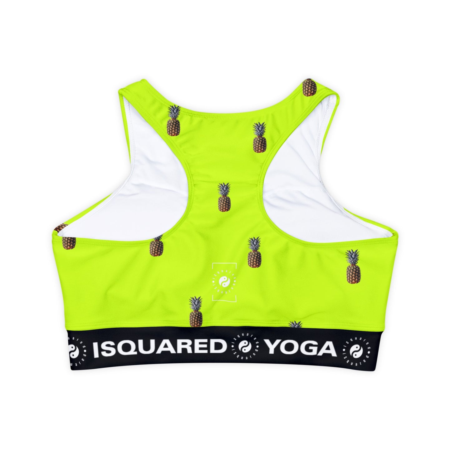 #D7FF11 Sharp Yellow + Pineapple - Lined & Padded Sports Bra