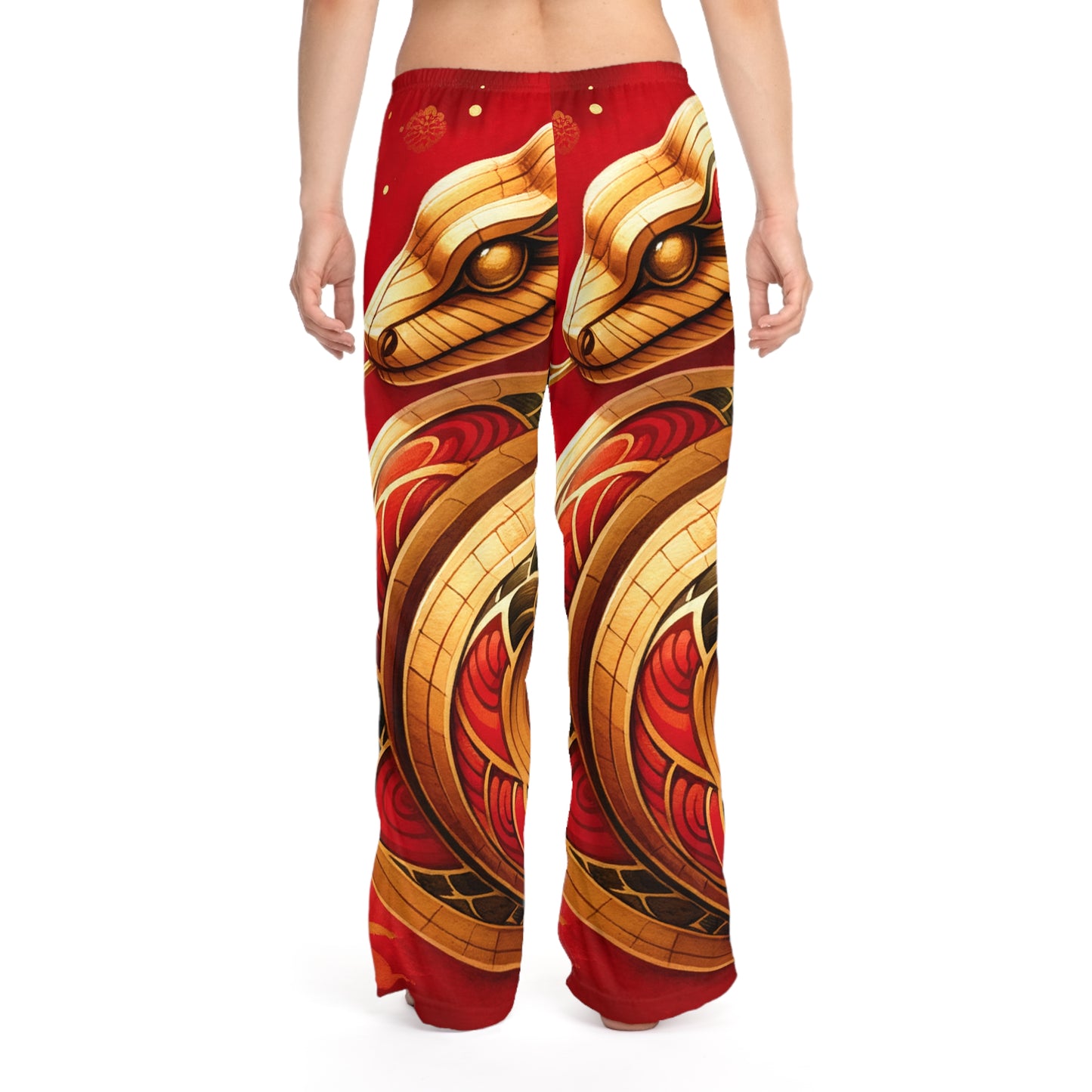 "Crimson Serenity: The Golden Snake" - Pantalon lounge femme 