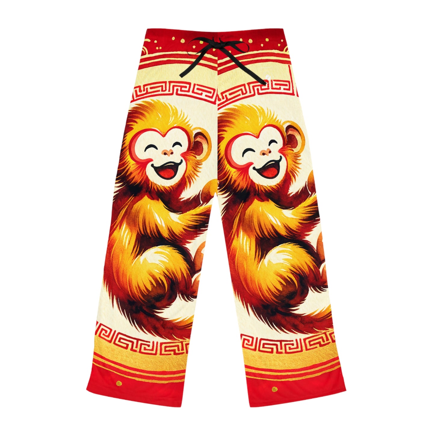 "Golden Simian Serenity in Scarlet Radiance" - Women lounge pants