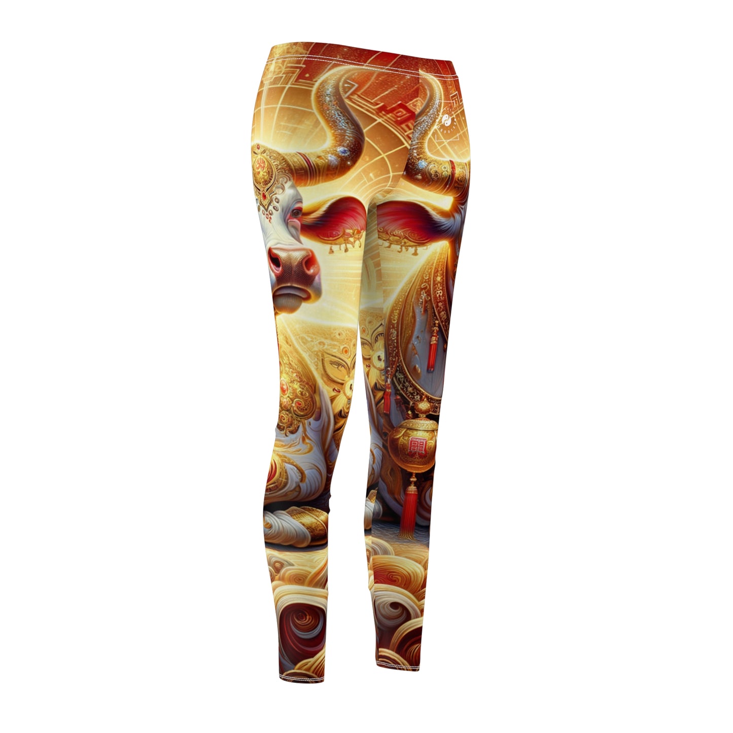 "Golden Euphoria: A Dance of the Divine Bovine" - Casual Leggings