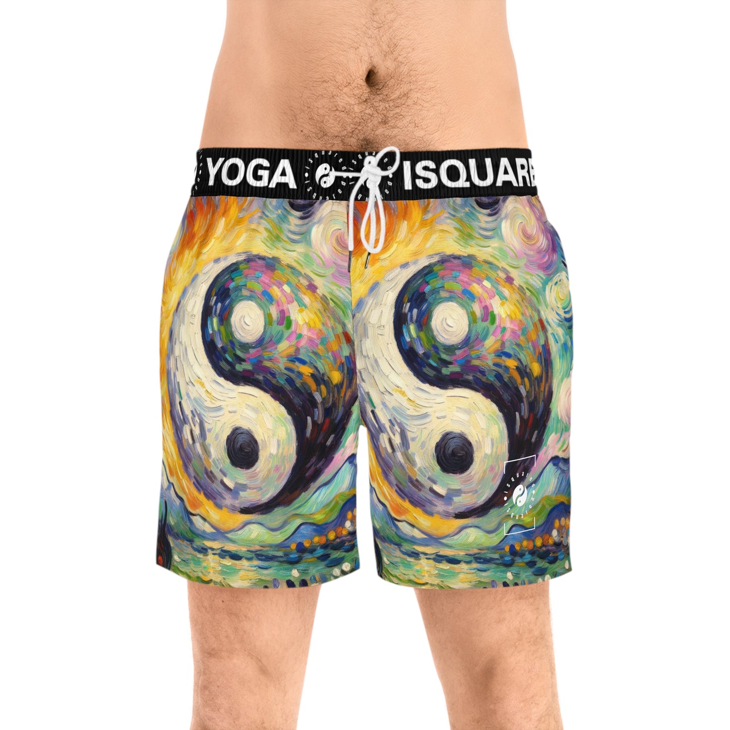 "Spectral Duality: An Impressionist Balance" - Swim Shorts (Mid-Length) for Men