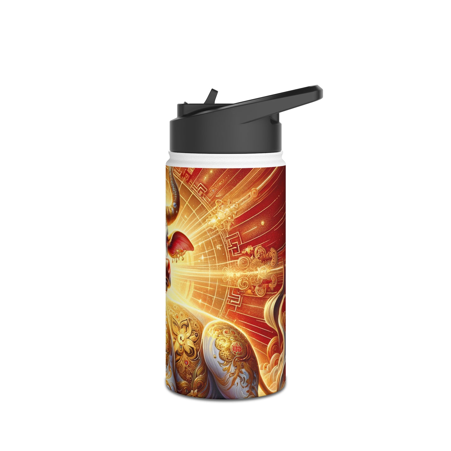 "Golden Euphoria: A Dance of the Divine Bovine" - Water Bottle