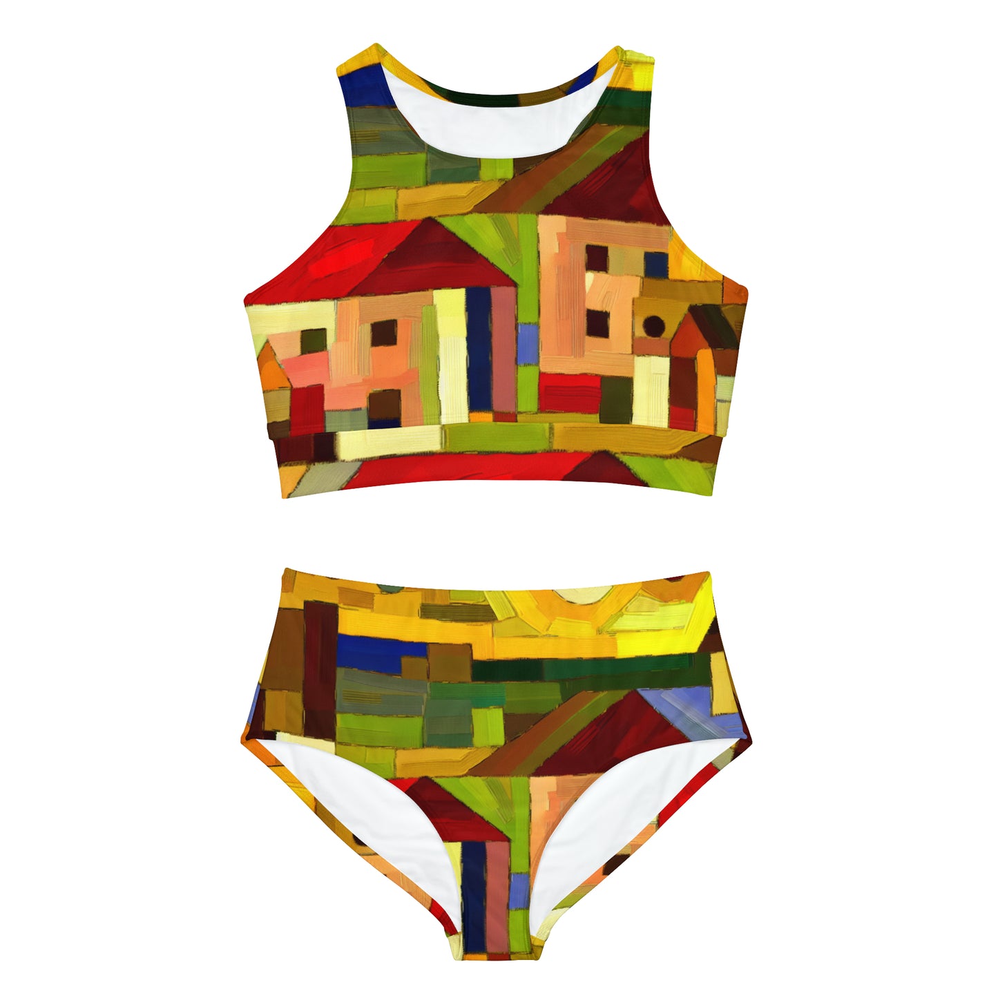 "Adobes de terre dans les teintes de Hundertwasser" - Ensemble de bikini de yoga chaud