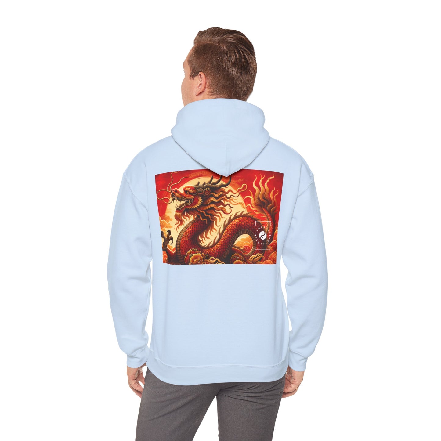 "Golden Dragon Dance in the Crimson Twilight" - Hoodie