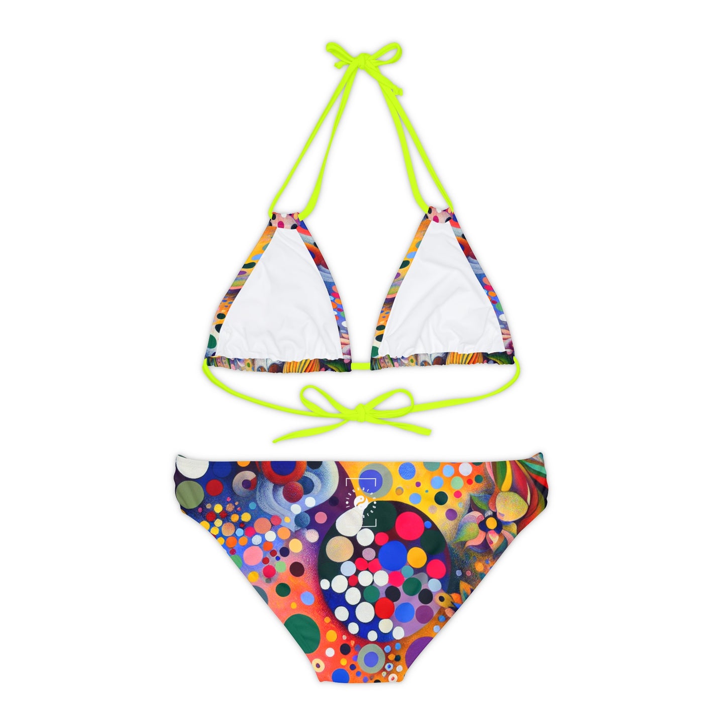 "Polka Petals in Yogic Surrealism: An Artistic Salute to Kusama and Kahlo" - Lace-up Bikini Set