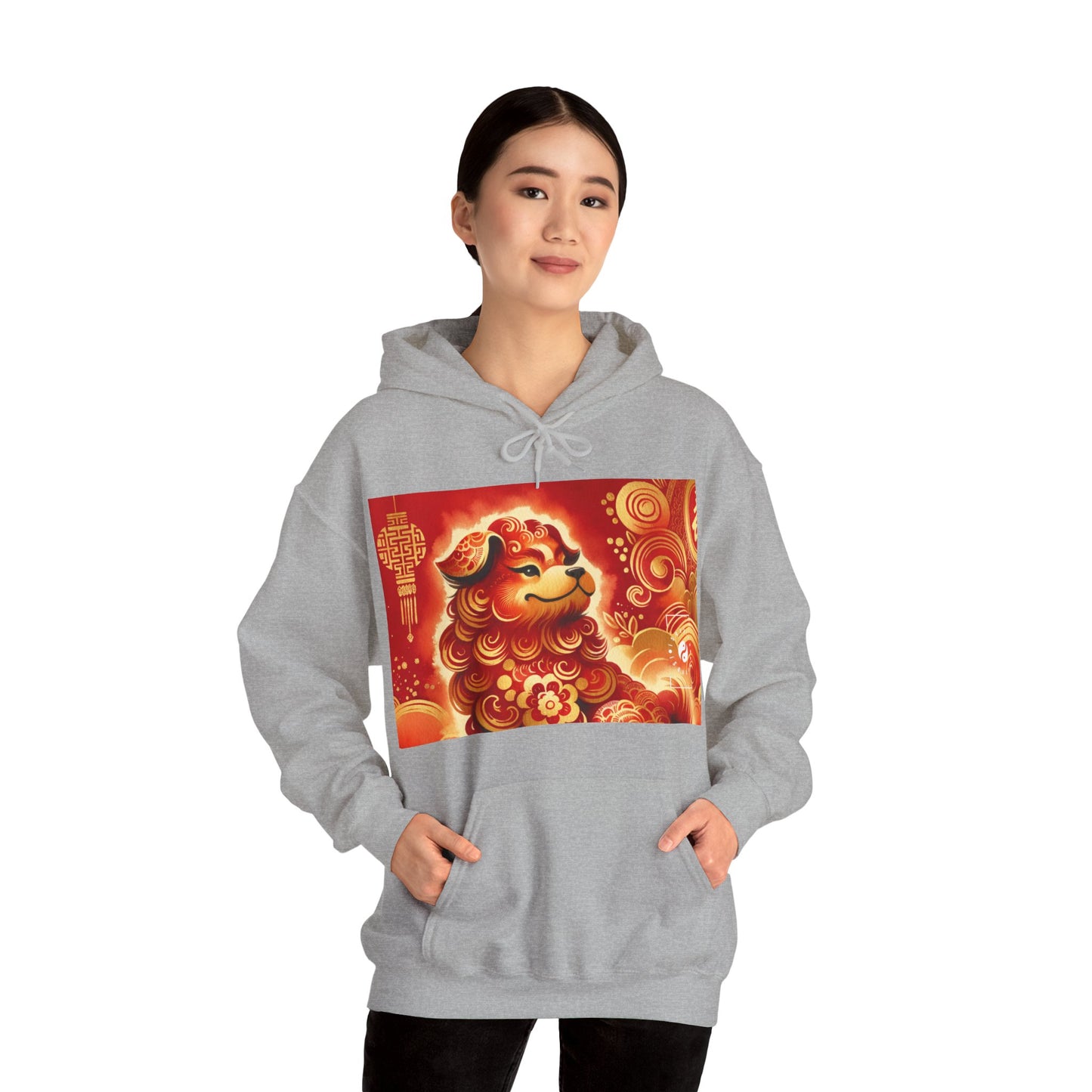 "Golden Canine Emissary on Crimson Tide: A Chinese New Year Odyssey" - Hoodie