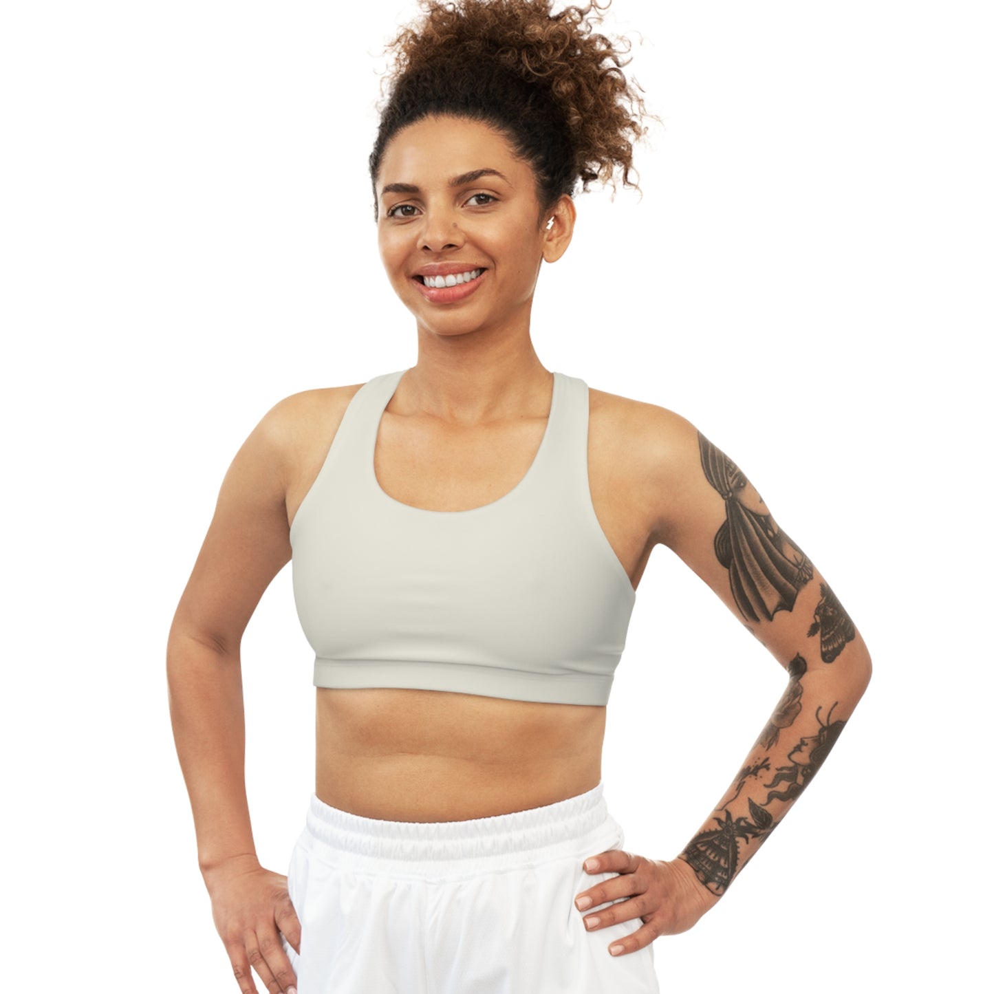 #E9E7DA Ivory - Seamless Sports Bra