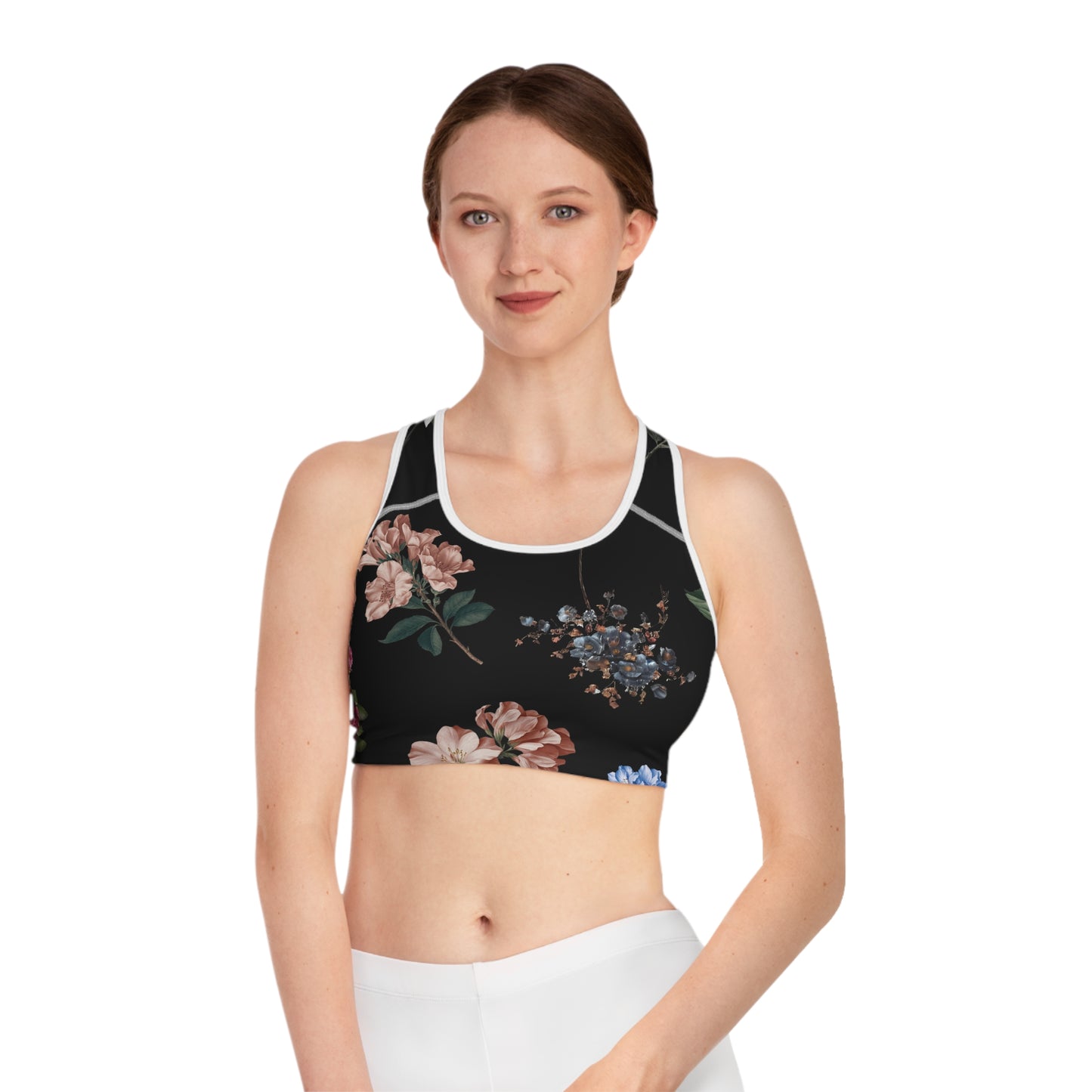 Botanicals on Black - High Performance Sports Bra