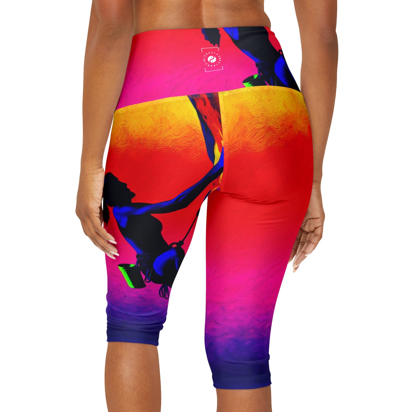 "Technicolour Ascent: The Digital Highline" - High Waisted Capri Leggings