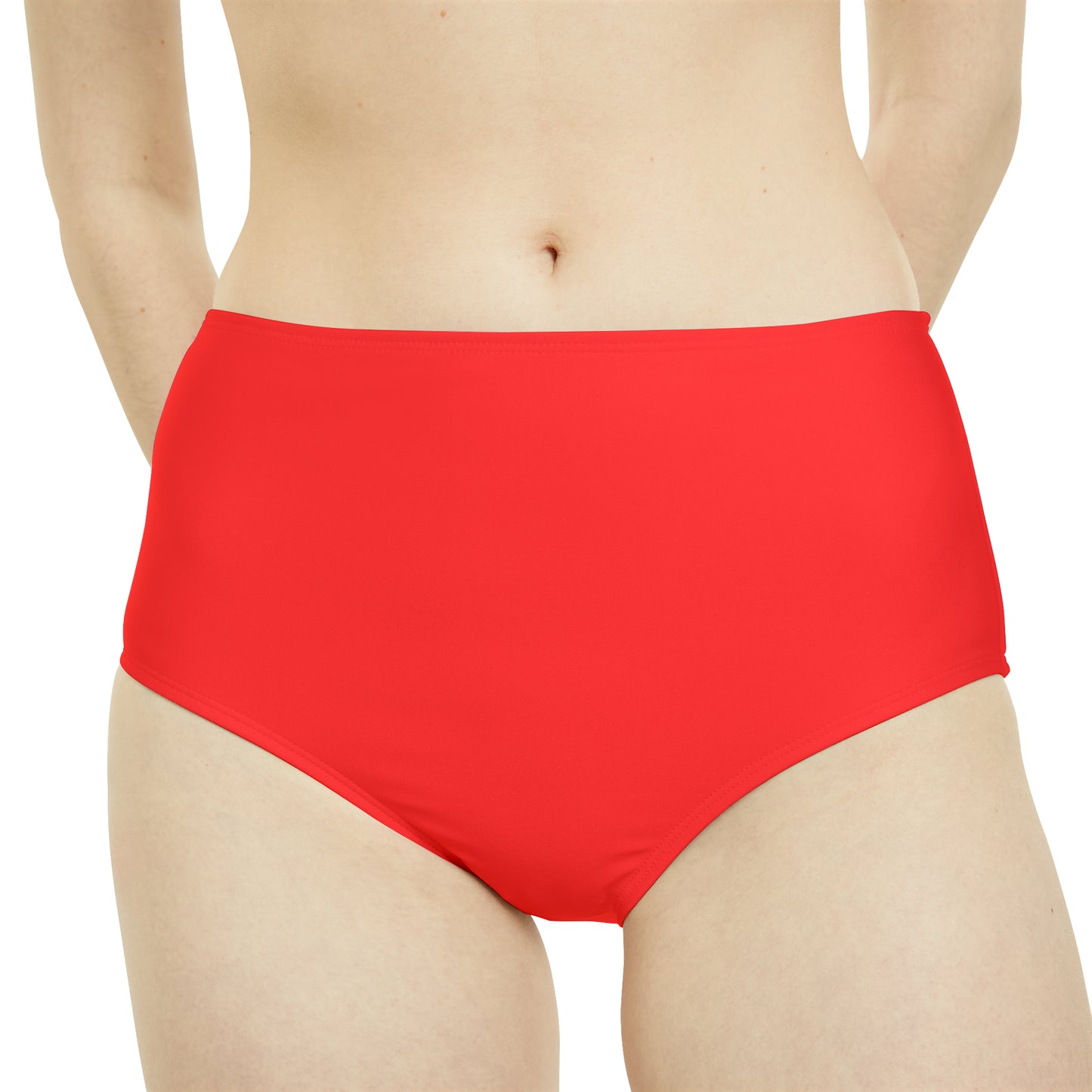 Bright Red FF3131 - High Waisted Bikini Bottom