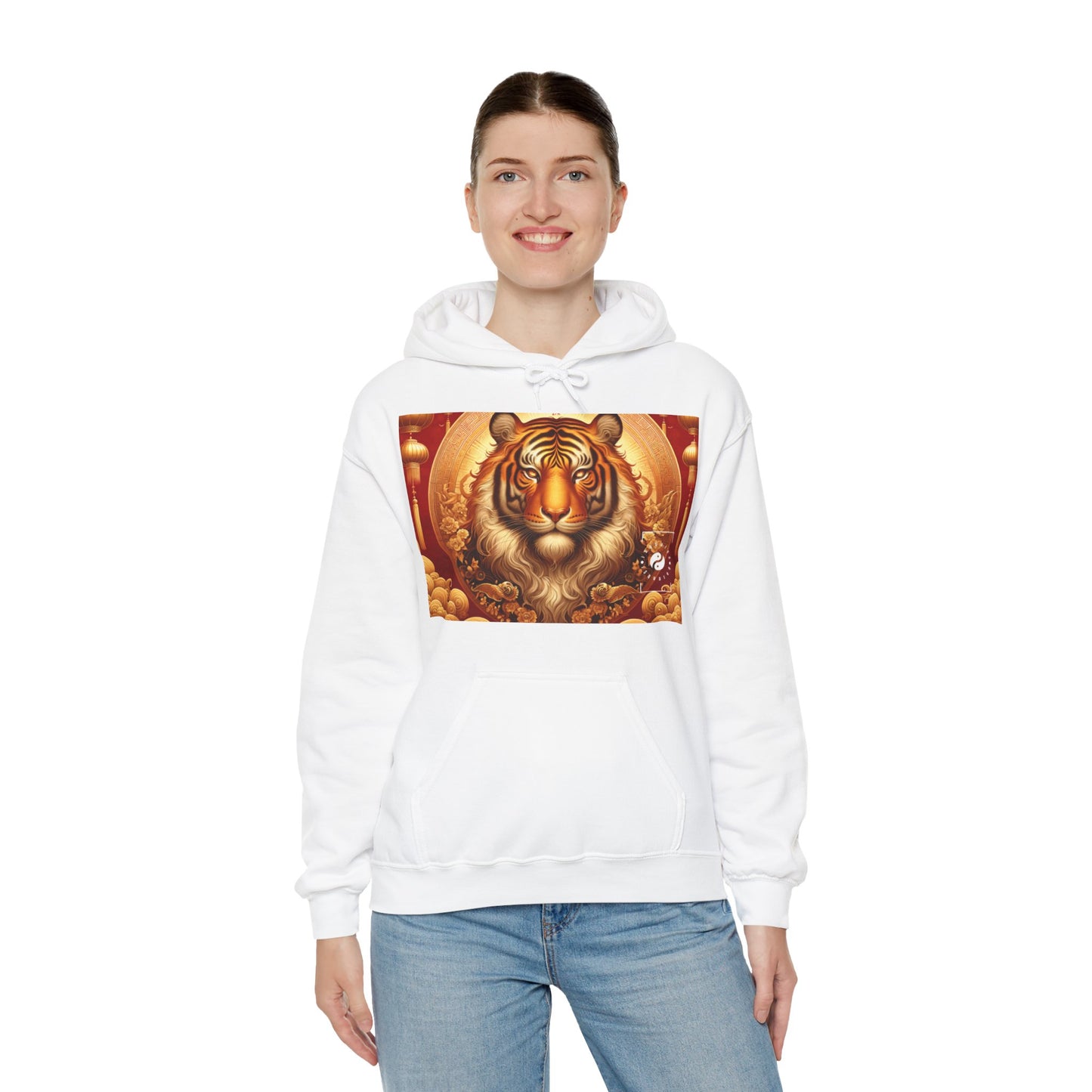 "Majesté dorée : Ascension du Tigre Lunaire" - Sweat à capuche 