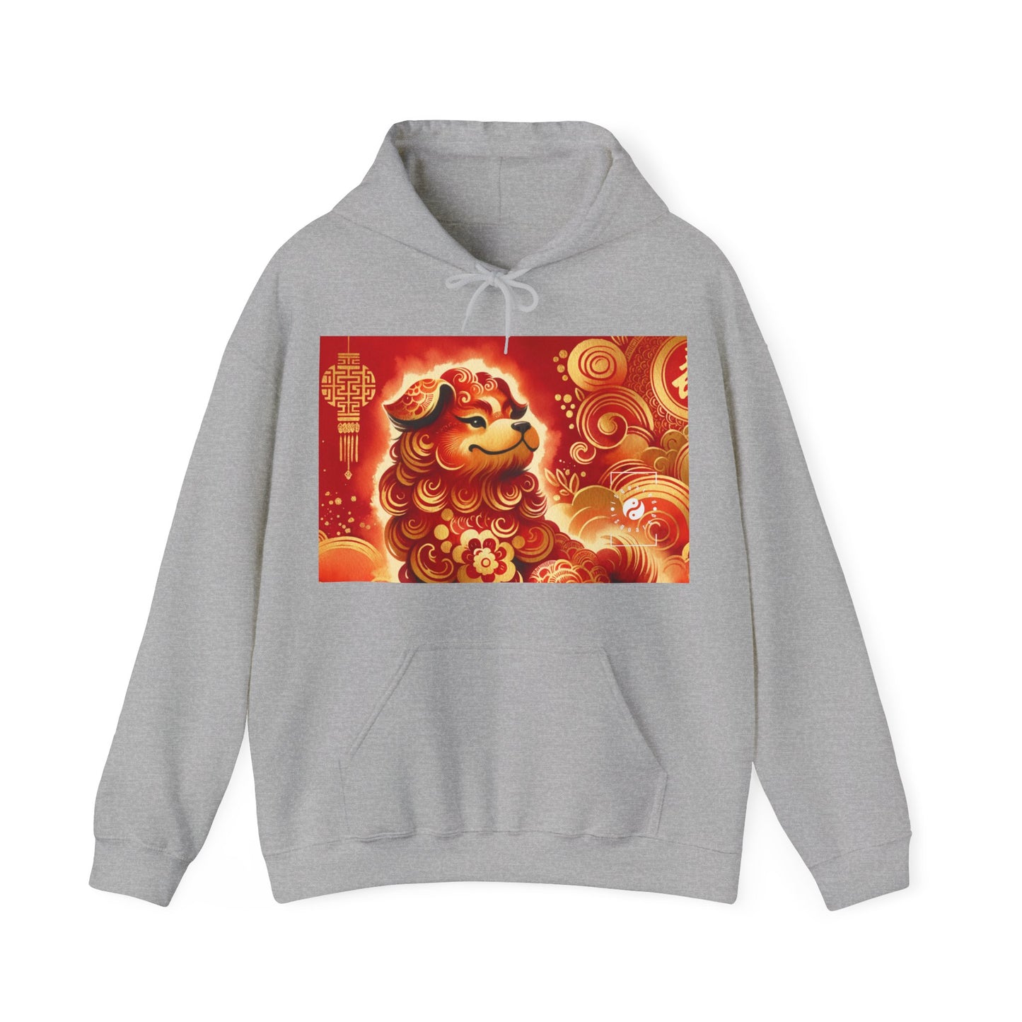 "Golden Canine Emissary on Crimson Tide: A Chinese New Year Odyssey" - Hoodie