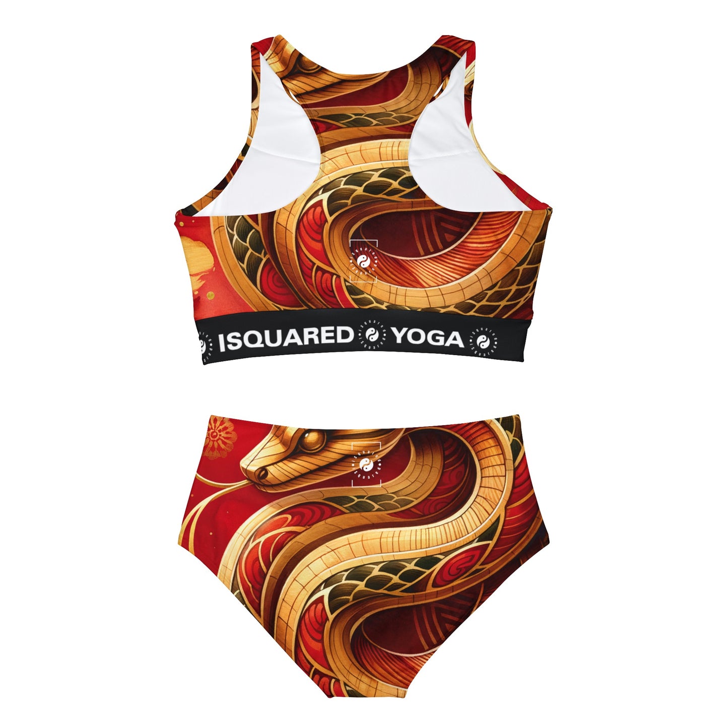 "Crimson Serenity : Le serpent d'or" - Ensemble de bikini de yoga chaud