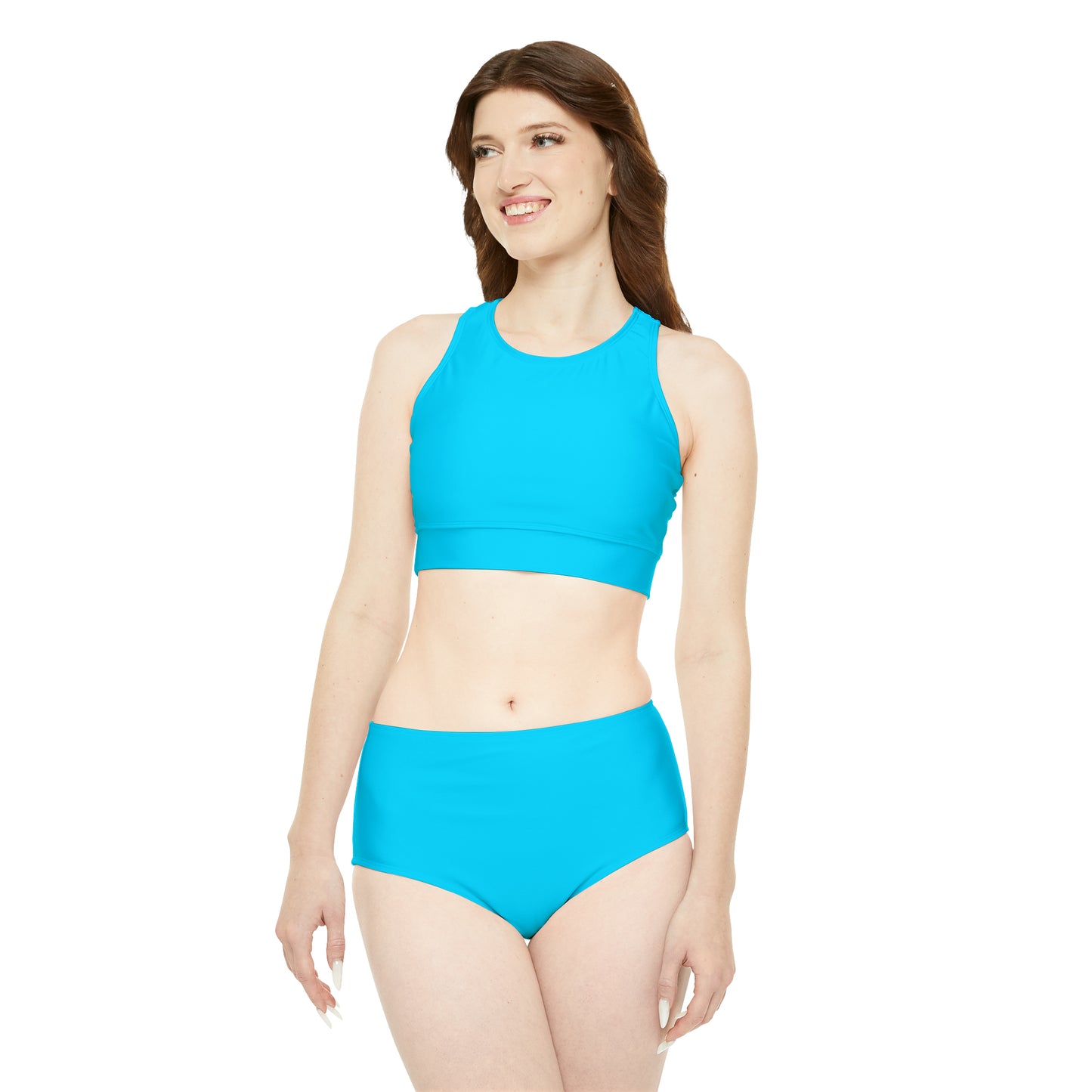 #04D9FF  Neon Blue - Hot Yoga Bikini Set