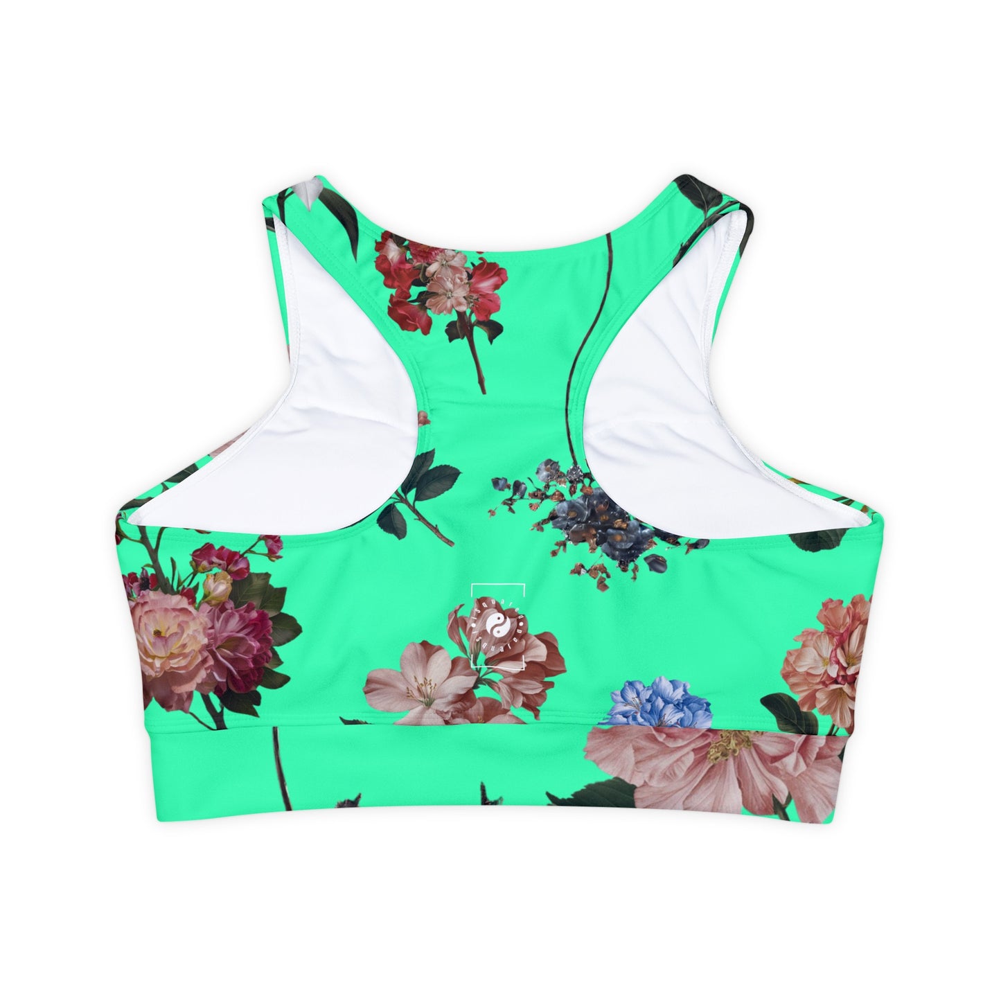 Botanicals on Turquoise - Soutien-gorge de sport doublé et rembourré