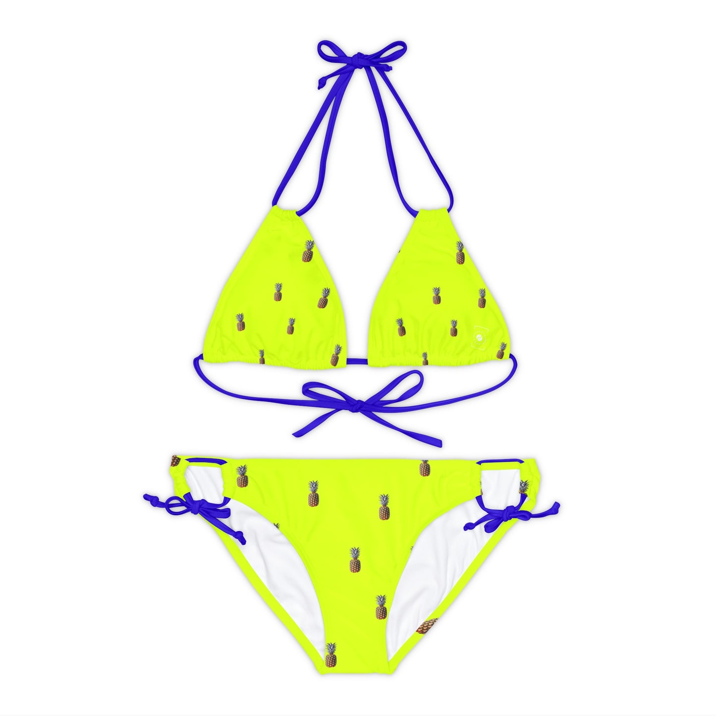 #D7FF11 Sharp Yellow + Pineapple - Ensemble bikini à lacets