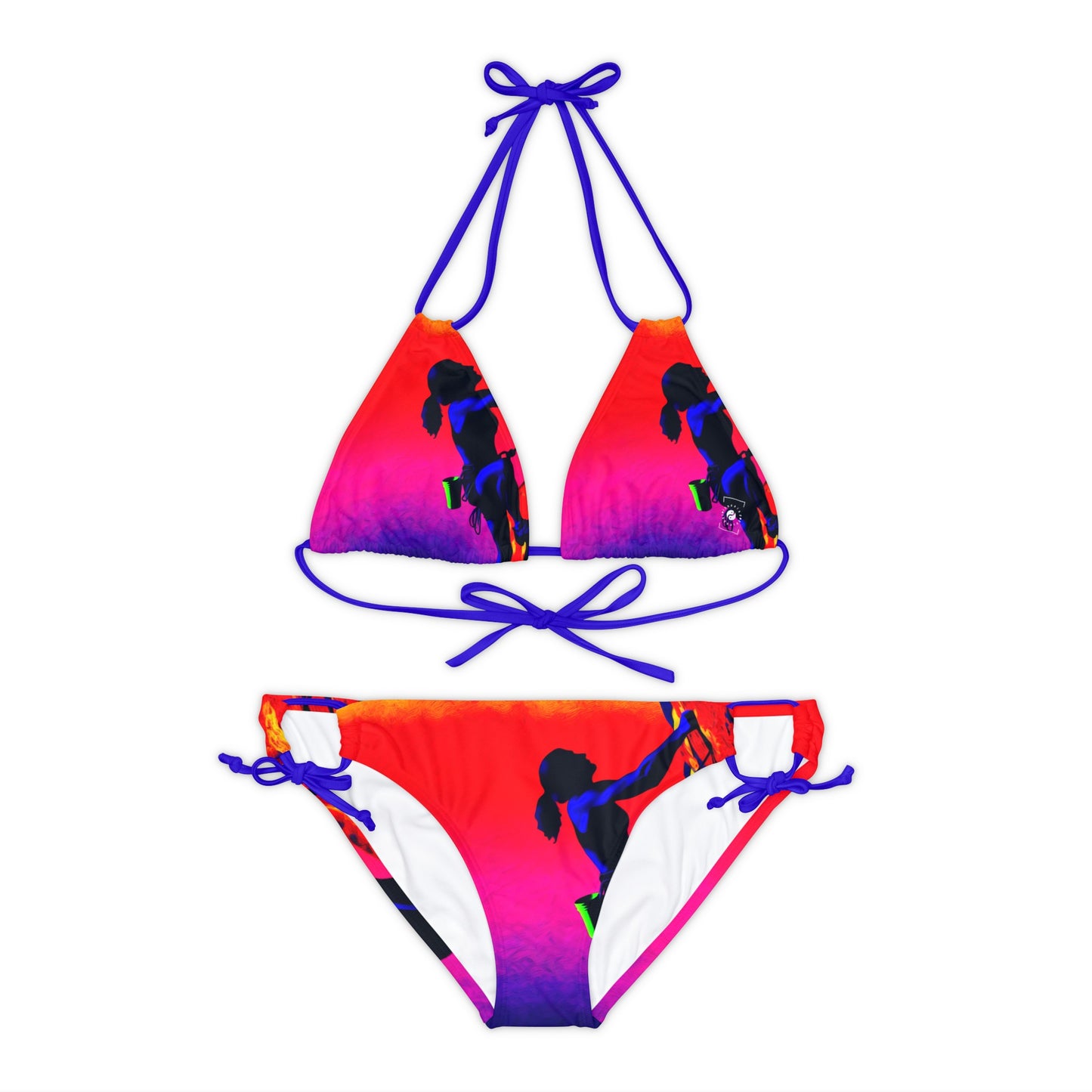 "Technicolour Ascent: The Digital Highline" - Lace-up Bikini Set