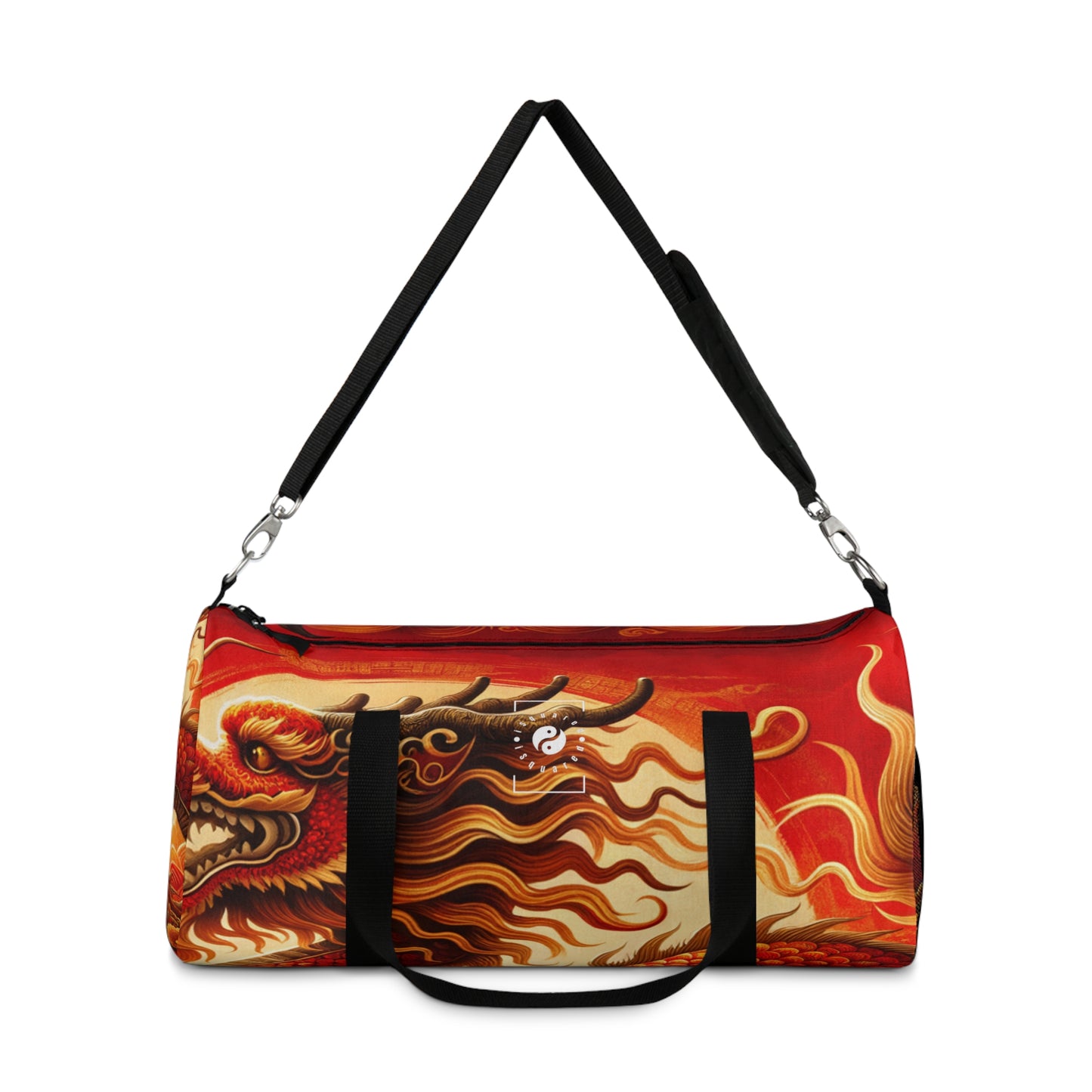 "Golden Dragon Dance in the Crimson Twilight" - Duffle Bag