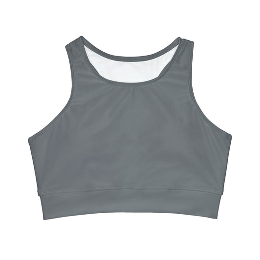 #777B7E Steel Grey - High Neck Crop Top