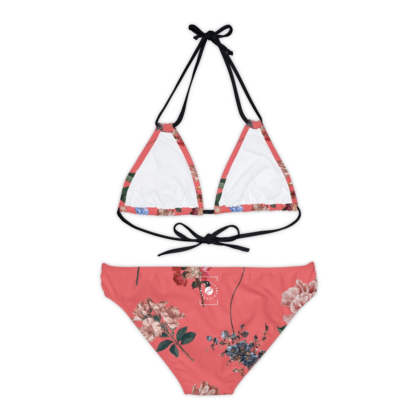 Botanicals on Coral - Lace-up Bikini Set