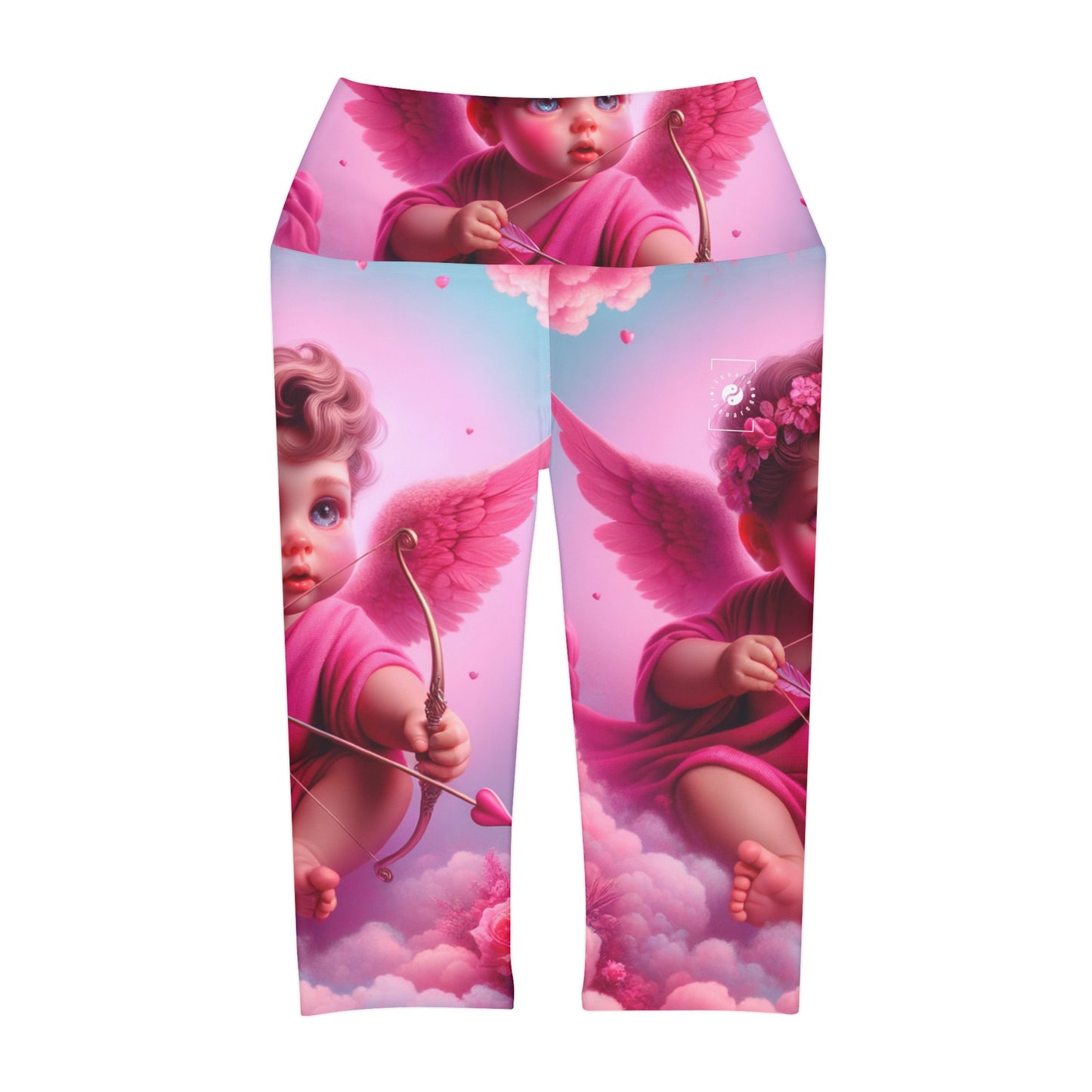 "Bold Blush: A Cupid's Love Affair" - High Waisted Capri Leggings