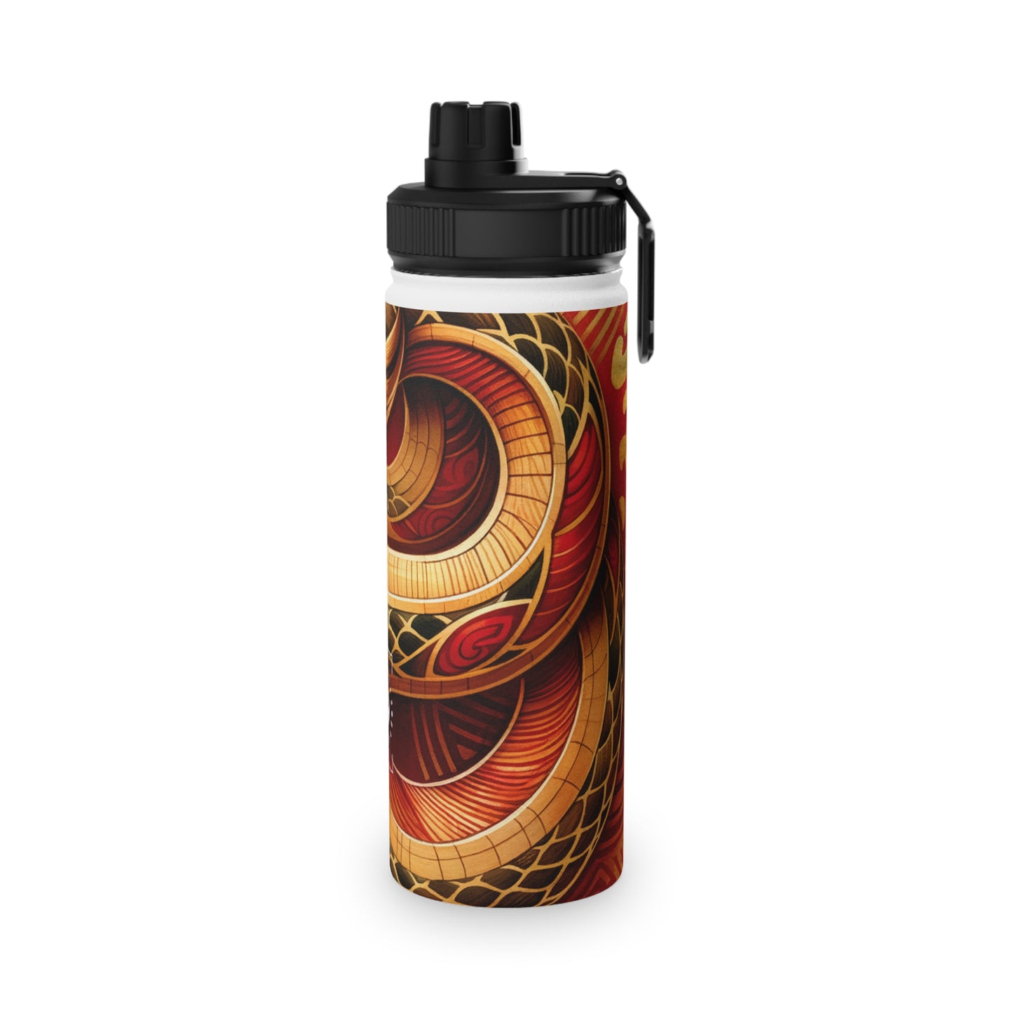 "Crimson Serenity: The Golden Snake" - Sports Water Bottle