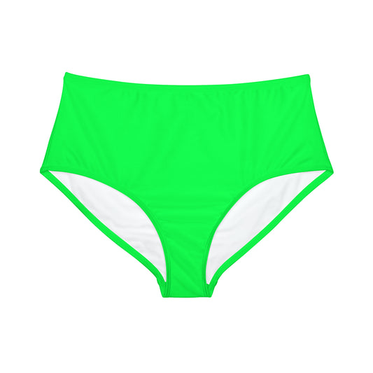 #0FFF50 Vert Fluo - Bas de bikini taille haute