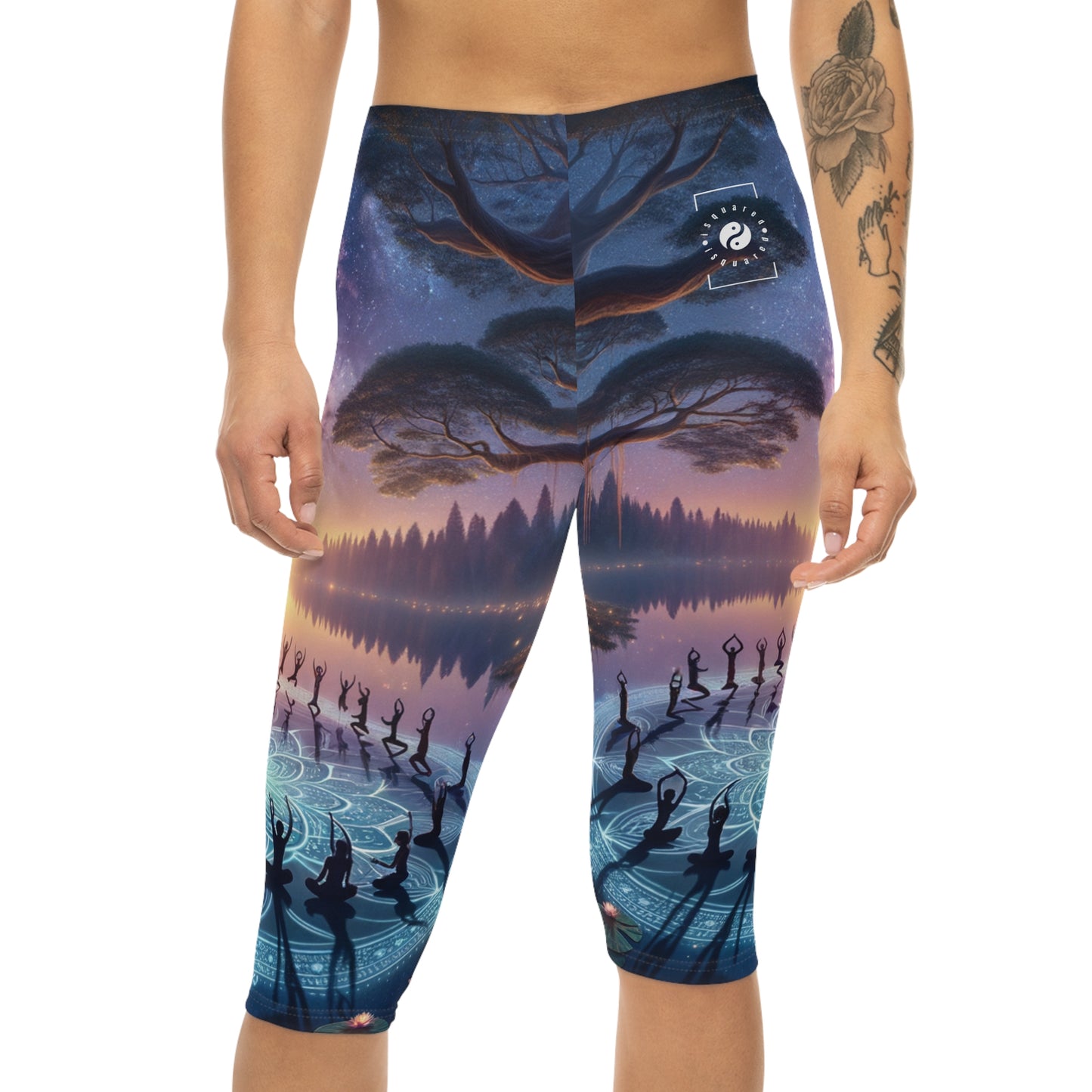 "Celestial Serenity: Mandala's Reflection" - Capri Shorts