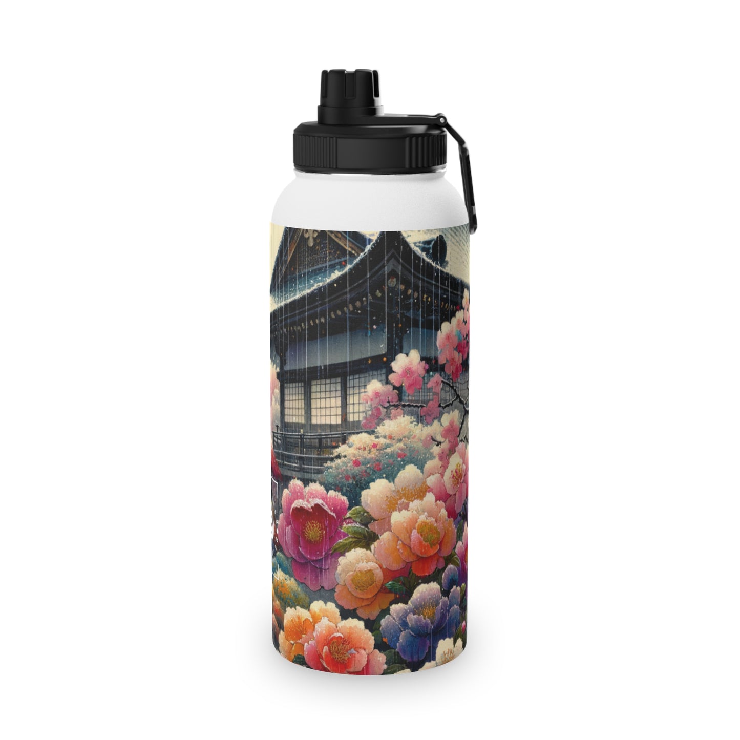 "Rain-drenched Sakura Spectrum" - Sports Water Bottle