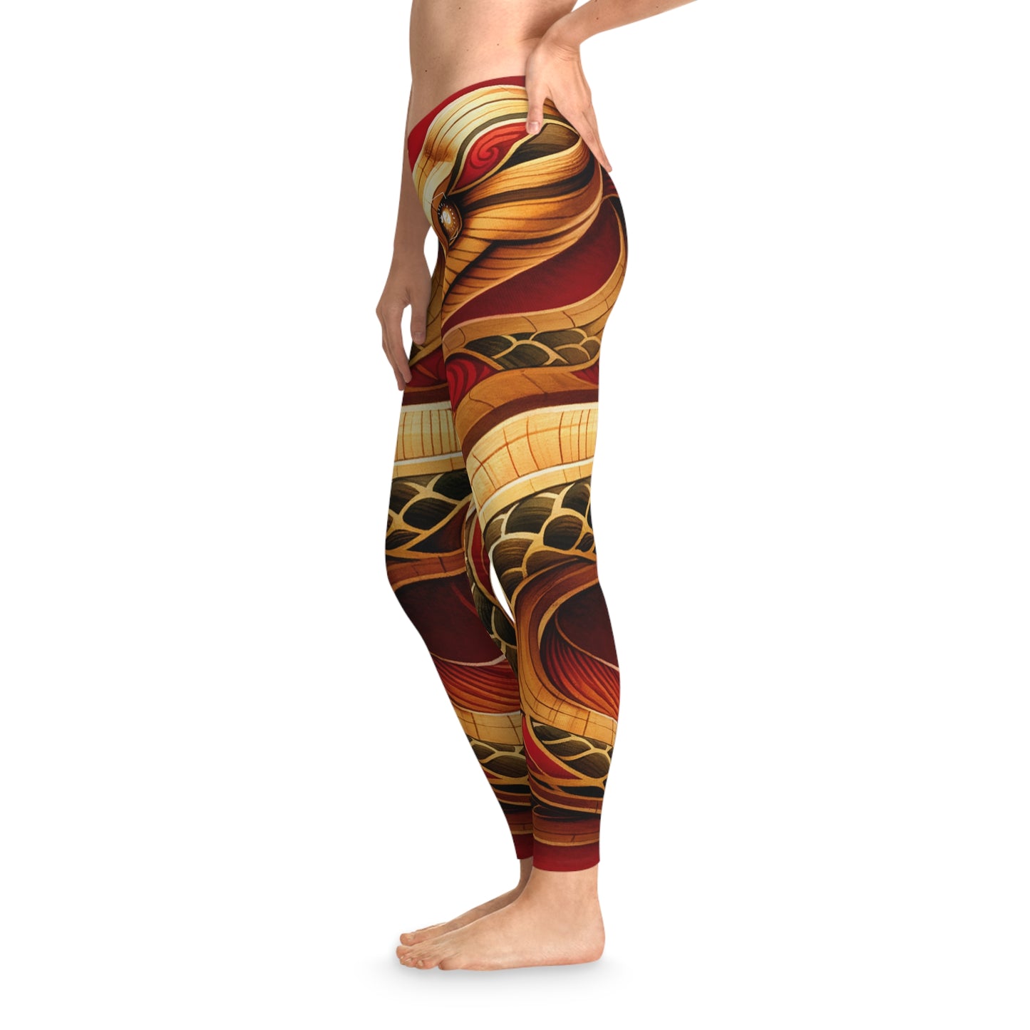 "Crimson Serenity: The Golden Snake" - Unisex Tights