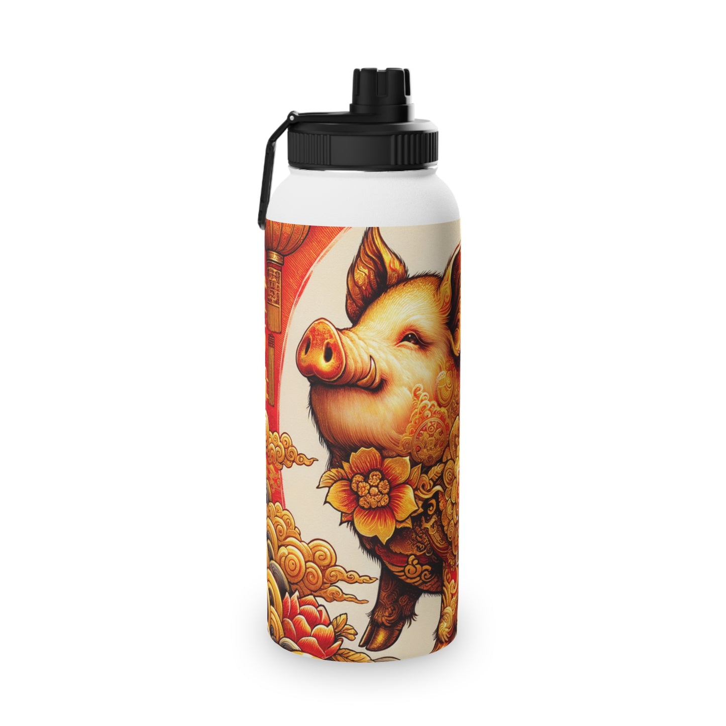 "Golden Prosperity: The Divine Swine Celebration" - Sports Water Bottle