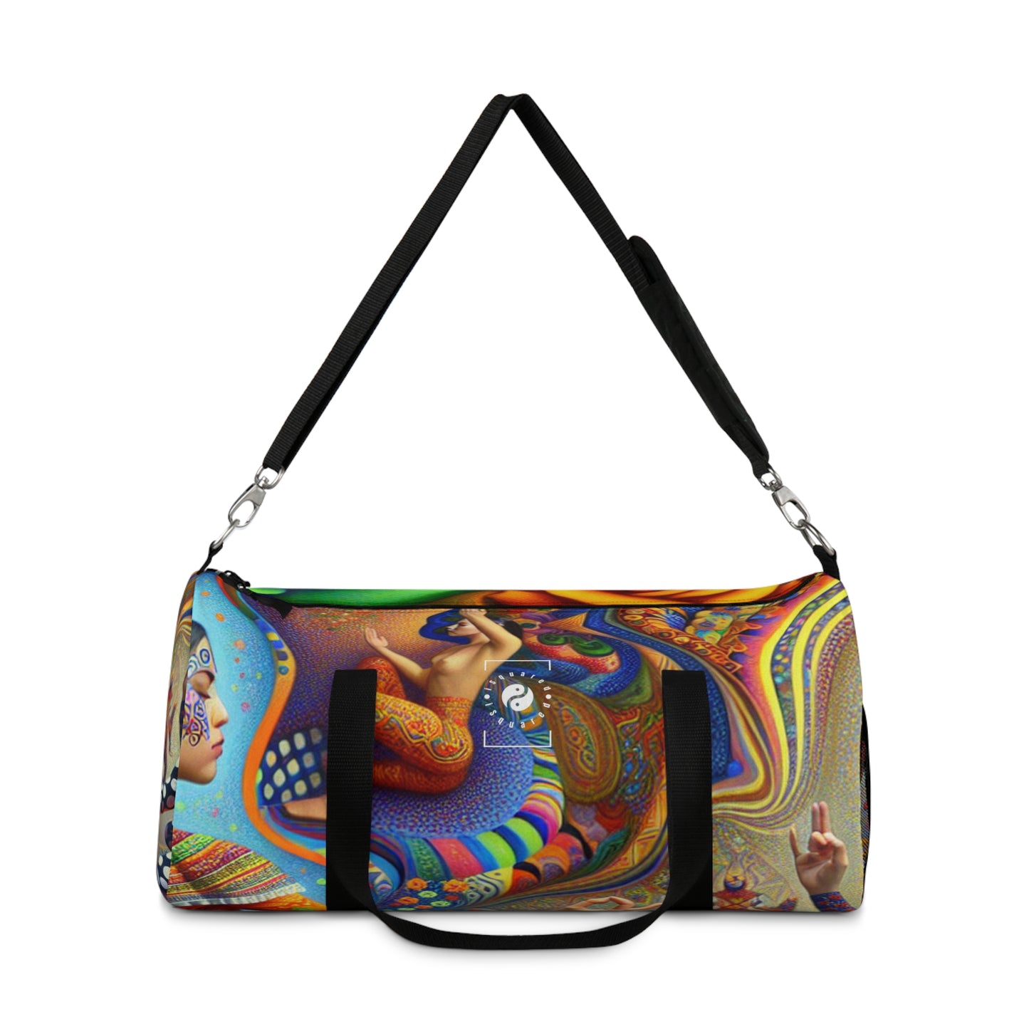 "Kahlo-Kusama Blossom Asanas: A Surreal Yoga Symphony" - Duffle Bag