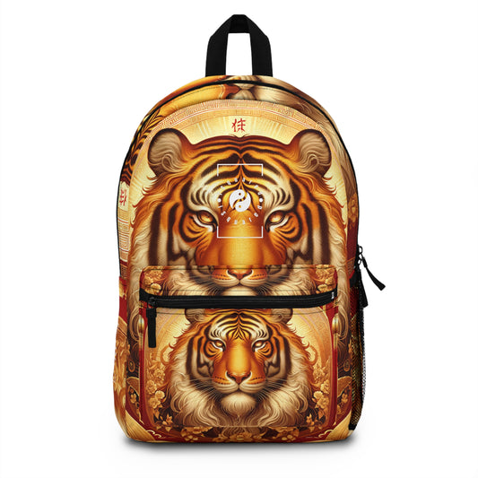 "Majesté dorée : Ascension du Tigre Lunaire" - Sac à dos 