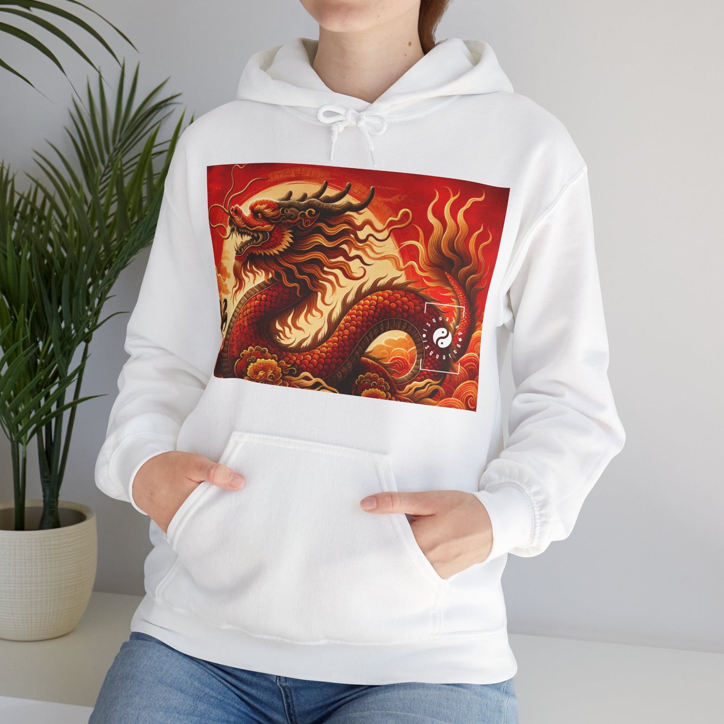 "Golden Dragon Dance in the Crimson Twilight" - Hoodie