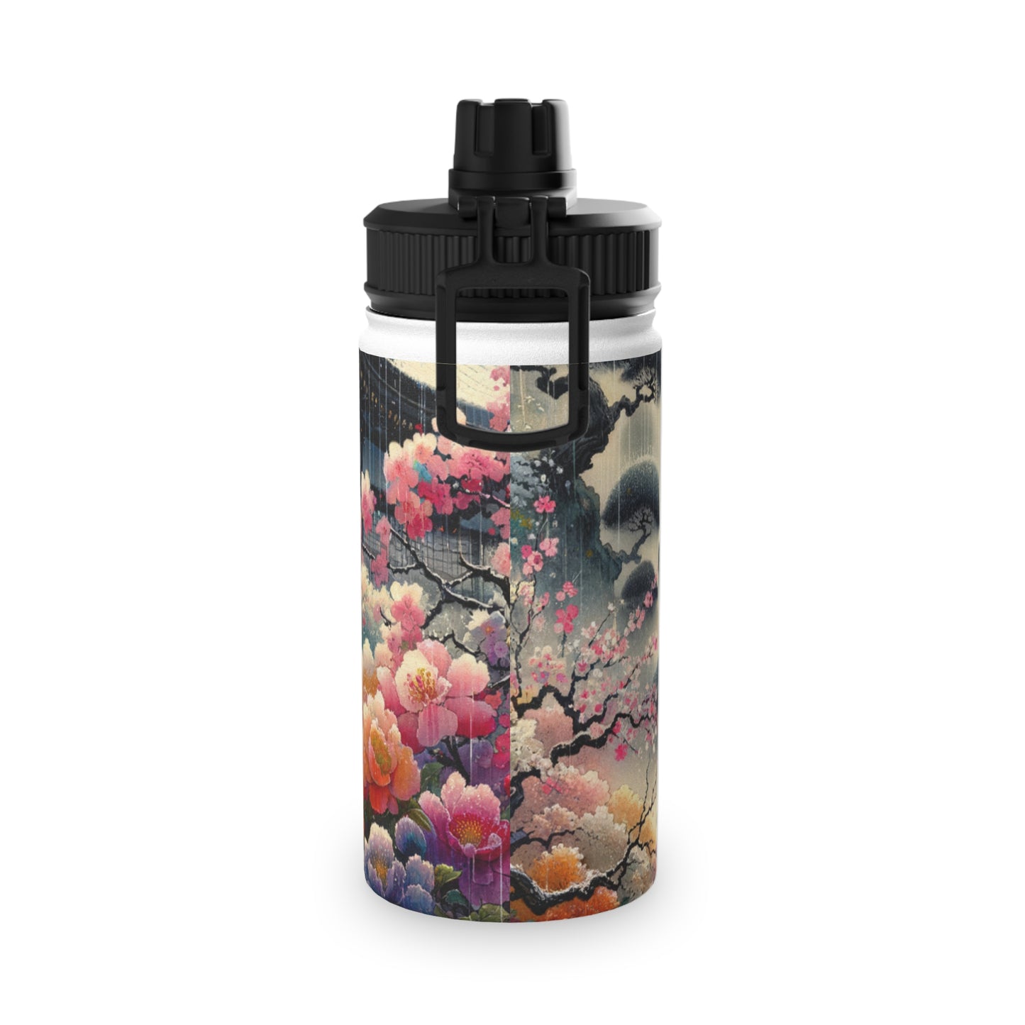 "Rain-drenched Sakura Spectrum" - Sports Water Bottle