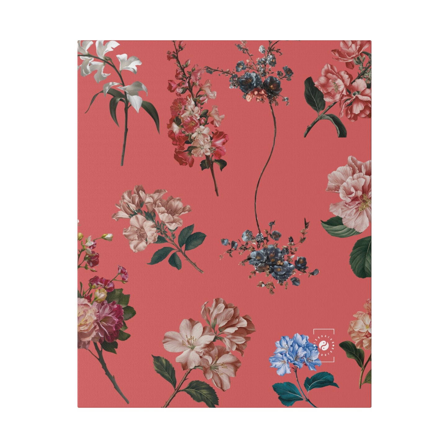 Botanicals on Coral - Art Print Canvas