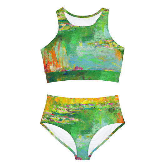 "Lily Aquarelle: Dusk Reflections" - Hot Yoga Bikini Set