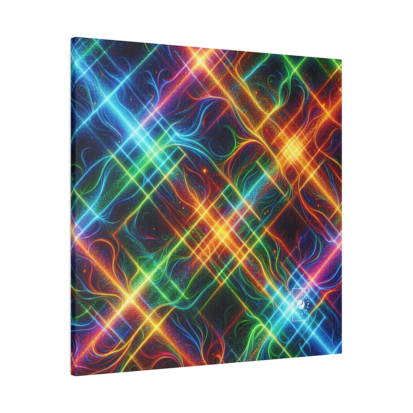 "Neon Plaid Luminosity Matrix" - Art Print Canvas