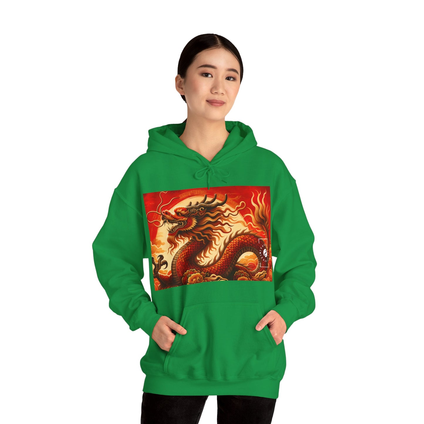 "Golden Dragon Dance in the Crimson Twilight" - Hoodie