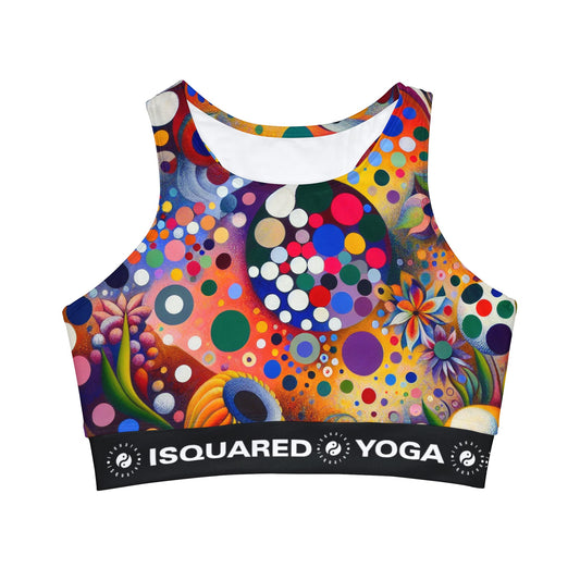 "Polka Petals in Yogic Surrealism: An Artistic Salute to Kusama and Kahlo" - High Neck Crop Top