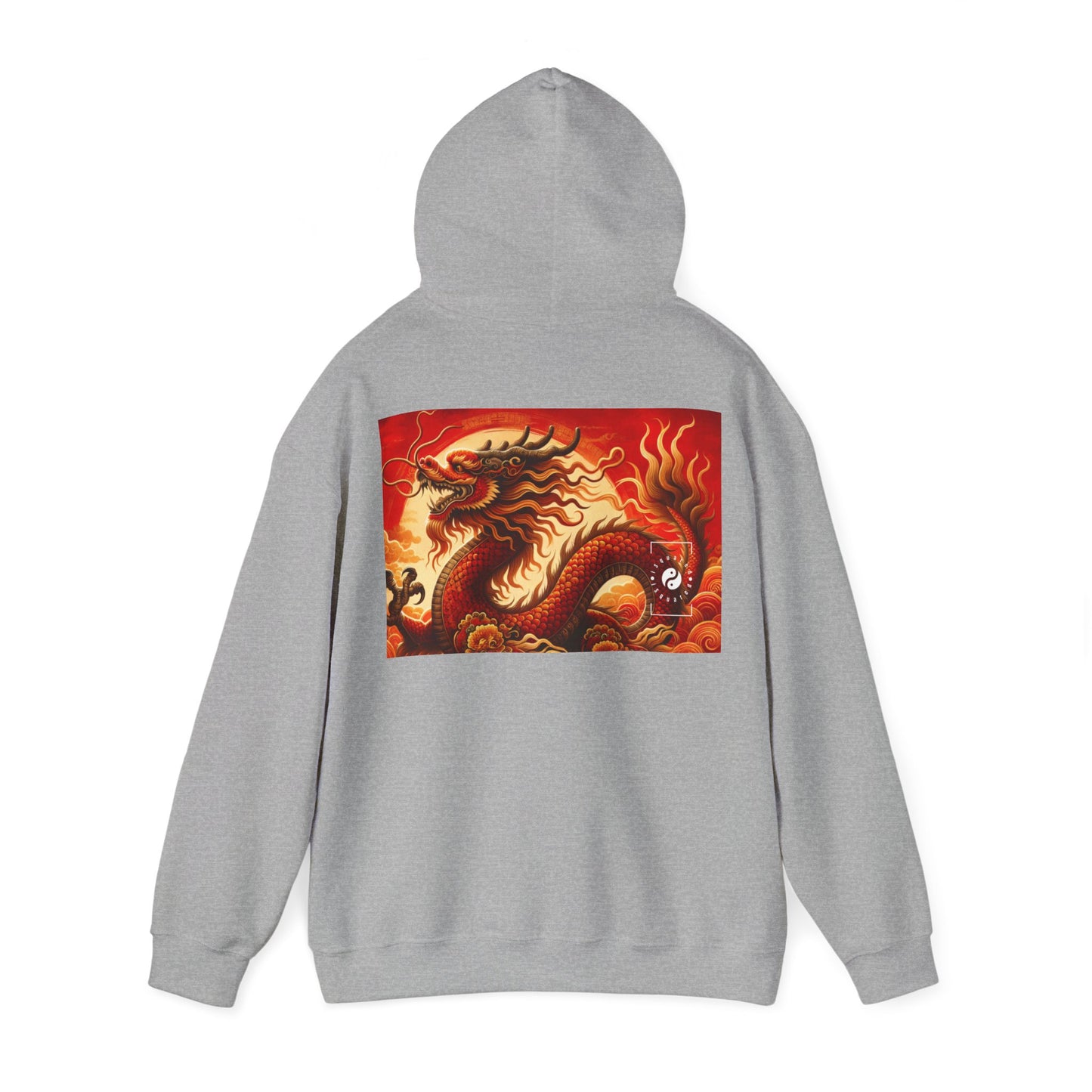 "Golden Dragon Dance in the Crimson Twilight" - Hoodie