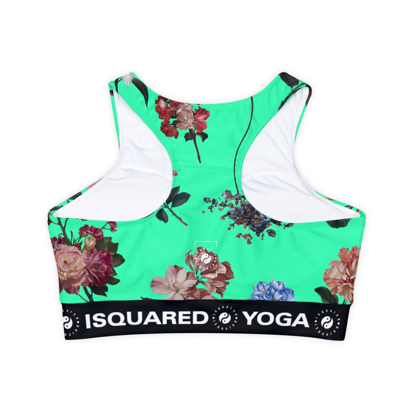 Botanicals on Turquoise - Lined & Padded Sports Bra