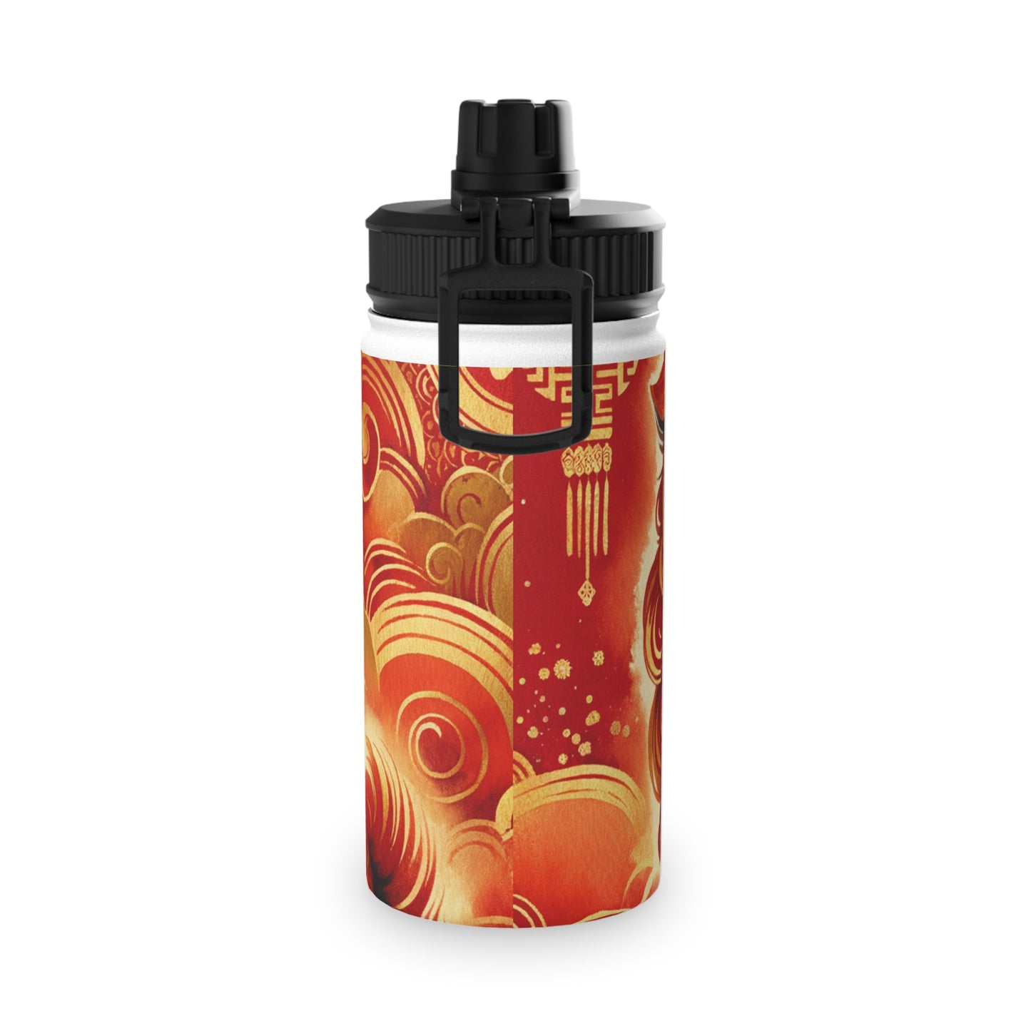 "Golden Canine Emissary on Crimson Tide: A Chinese New Year Odyssey" - Sports Water Bottle