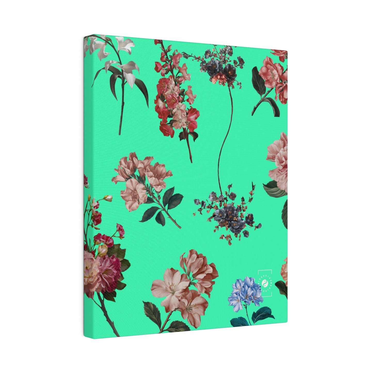 Botanicals on Turquoise - Art Print Canvas