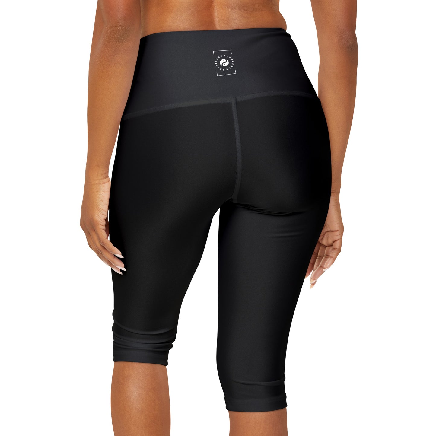 Pure Black - High Waisted Capri Leggings