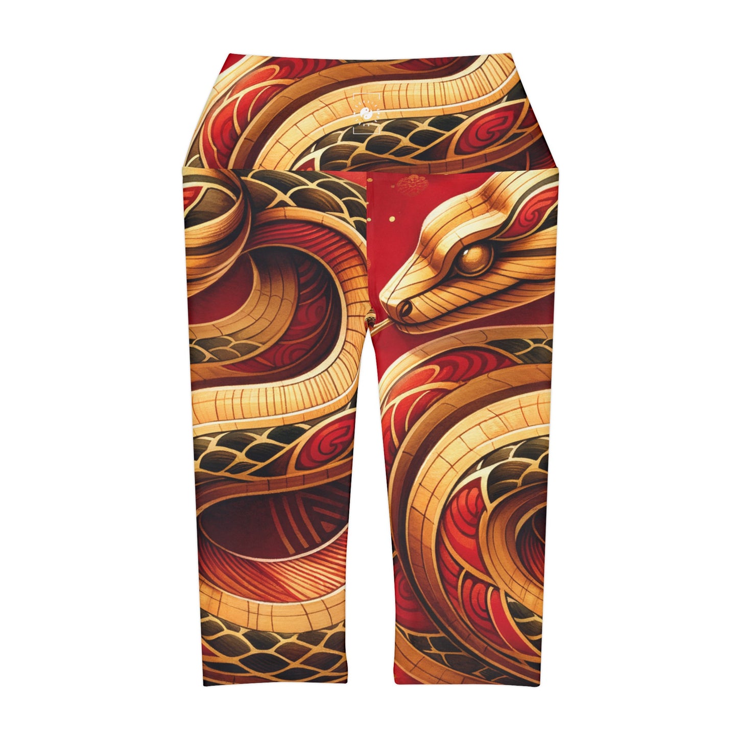 "Crimson Serenity: The Golden Snake" - Legging Capri taille haute