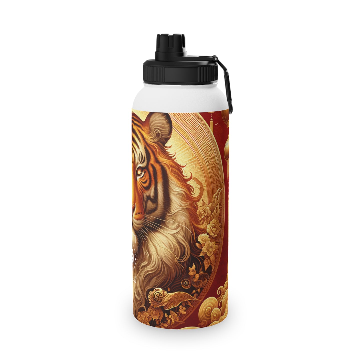 "Golden Majesty: Ascension of the Lunar Tiger" - Sports Water Bottle