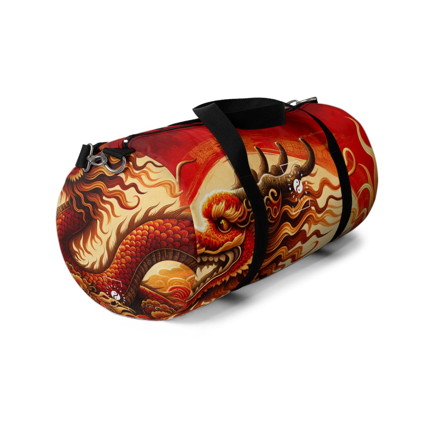 "Golden Dragon Dance in the Crimson Twilight" - Duffle Bag